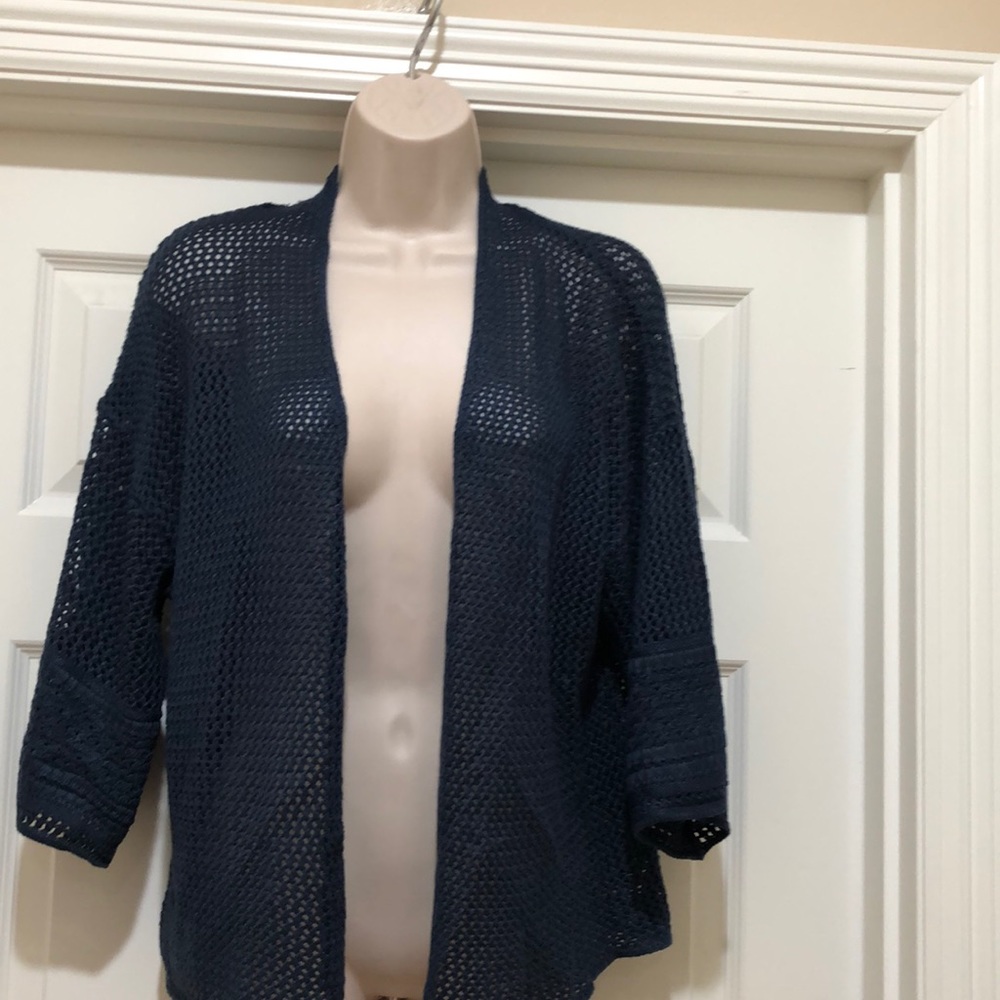 NWOT Time& Tru Dark Blue Crochet Cardigan Size M